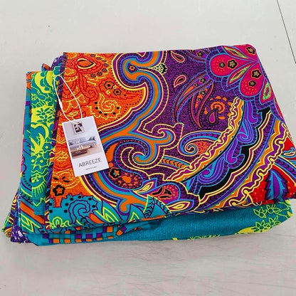 ABREEZE 3Pcs Bohemia Retro Bedding Ethnic Vintage Floral Duvet Cover Boho Bedding 100% Brushed Cotton Bedding Sets Damask Paisley Coloful Mandala Down Comforter Cover,Twin