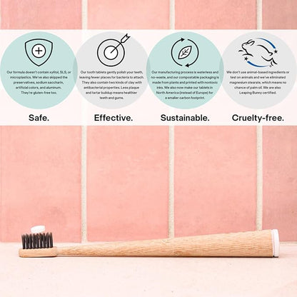 New Formula, Unpaste Toothpaste Tablets, Now w/Nano-HYDROXYAPATITE, Fluoride-Free Mint Remineralizing Tablet, Xylitol Free, Vegan, Plastic Free, Travel-Friendly, Resealable Packet, 125ct/2 mo Supply
