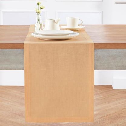 Solino Home Linen Table Runner 108 Inches Long - 100% Pure Linen Peach Table Runner 14 x 108 Inch - Fete