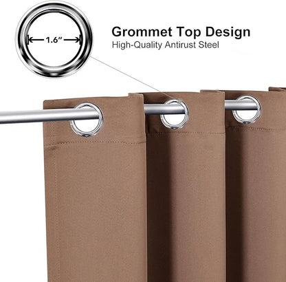 ChrisDowa Grommet Room Darkening Curtains for Bedroom and Living Room - 2 Panels Set Thermal Insulated Blackout Curtains (Cappuccino, 52W x 72L)