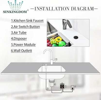 Garbage Disposal SinkTop Air Switch Kit with Long Button,Brass Made Cover,UL,Matte Black