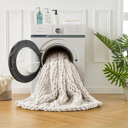 Ultra Soft Chunky Knit Blanket Throw -50x70 Hand Knitted Warm Chenille Throw Blanket, Home Decor Soft Thick Yarn Cable Knit Blanket Breathable Fleece Banket Christmas for Couch Bed Sofa Best GIF