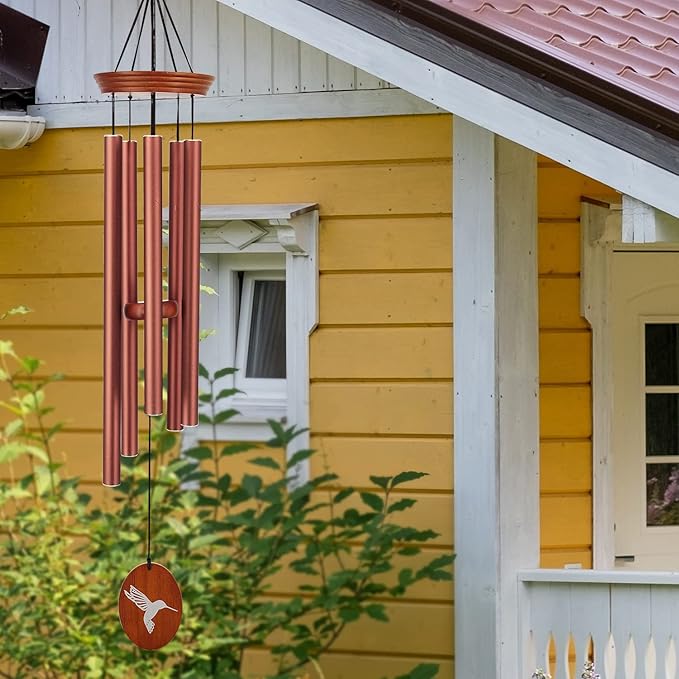 Hummingbird Outdoor Wind Chimes - 33" Tall, Tuned Melody, Memorial Gift for Mom/Grandma, Weather-Resistant, Perfect Decoration for Patio, Garden, Yard & Indoors