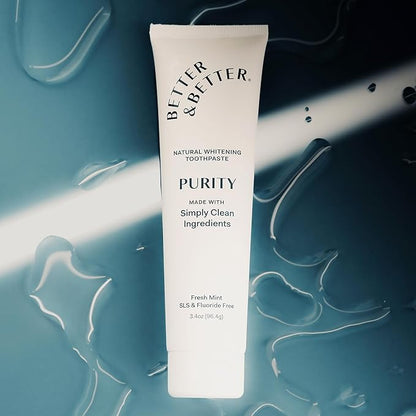Better & Better Purity Toothpaste | Natural Whitening Toothpaste Without Additives | Organic, Vegan, Fluoride & SLS Free | Coconut-Based Formula w/Fresh Mint Flavor | 3.4oz