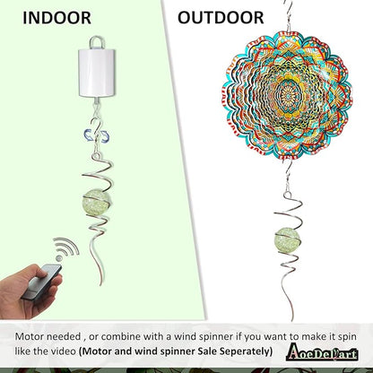 Glow in The Dark Wind Spinner Tail Gazing Ball Spiral Decorative Spiral Tail Wind Spinner Stabilizer Sun Catcher,Indoor Outdoor Hanging Art Garden Decoration Wind Sculpture Stabilizer-13in