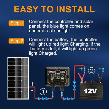 SOLPERK 100W Solar Battery Charger Solar Battery Maintainer + Upgrade 10A MPPT Charge Controller + Adjustable Mount Bracket for Car RV Boat Motorcycle，12V Waterproof Solar Panel Kit Trickle Charging