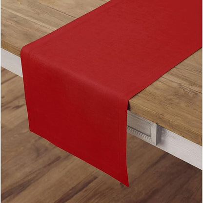 Solino Home Linen Red Table Runner 48 Inches - 100% Pure Linen Small Table Runner 14 x 48 Inch Ideal for Dresser and Coffee Tables - Fete