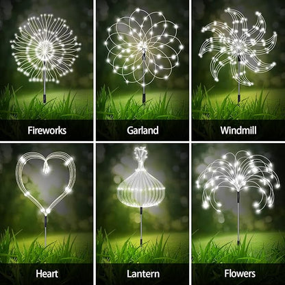 8 Pack Outdoor Solar Garden Lights, Firework Lights Solar Powered 8 Modes, Solar Landscape Lamp Outside Decor with Remote Control,120 LED Waterproof DIY String Lights for Yard Pathway Decoration