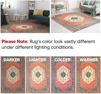 Keen Home Design 2x12 Rug - Machine Washable Runner with Non-Slip Backing, Ideal for Hallway, Entryway, Kitchen, Laundry Room - Vintage, Easy Clean, Durable, Low Pile Rug - (2'6" x 12')