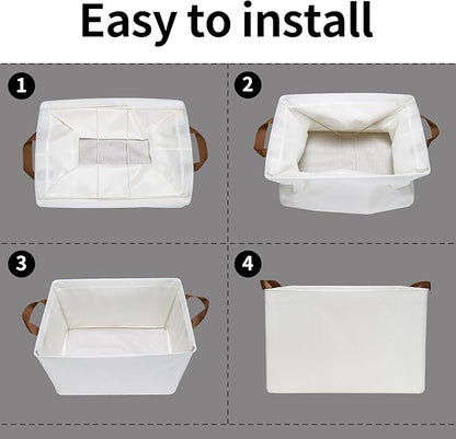 GRANNY SAYS Storage Baskets for Shelves, Closet Organizer Bins, Clothes Storage Bins with Metal Frame, Extra Large Baskets for Organizing and Storage, Collapsible, Ivory, 2-Pack