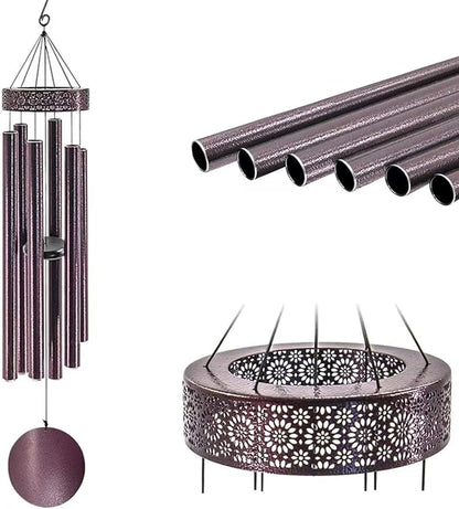 Large Wind Chimes with 6 Heavy Tubes for Outside Deep Tone - 48" Wind Chimes Outdoor Clearance, Deep Tone, Windchimes Outdoors, Memorial, Sympathy Gift, Garden Patio Yard, Home Decorate-Bronze