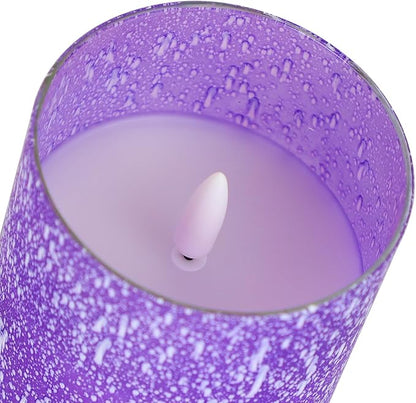 Purple Flameless Candles with Remote and Timer, Flickering Real Wax Battery Operated Candles, Set of 3 LED Pillar Candles for Halloween Christmas Wedding Home Decor