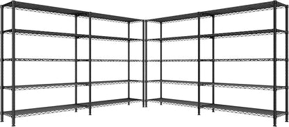 REIBII 70" W Storage Shelves Heavy Duty Load 1600LBS, Metal Shelving 5-Tier Wire Shelving Unit Metal Shelves for Storage Adjustable Shelving Rack for Pantry Kitchen 70" W*15.8" D*72.4" H, 2 Pack
