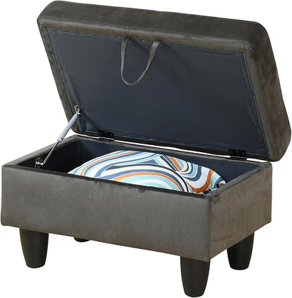 Ottoman Rectangular Storage Ottoman Bench, Flannel Footrest Stool Footstool with Lid for Living Room, Bedroom, Entryway, Brown, 28.5"x19"x17.5"