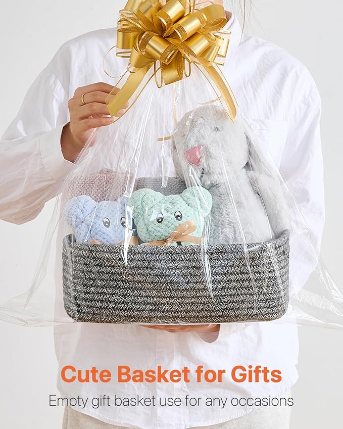 KALLAX Small Woven Basket, 12 x 8 x 4.5 Inches, Storage Basket for Organizing, Cute Small Rope Shelf Closet Cube Storage Bins Baskets for Shelves, Dog Toy Gift Baskets Empty, 3 Pack Mixed Black