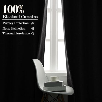 Room Divider Curtains Screen Partitions, Linen Look 100% Blackout Drapery 108 Inches Long, 100" Wide Pinch Pleated Window Drapes, Privacy Protecting, Light Blocking, (1 PC, Gray)