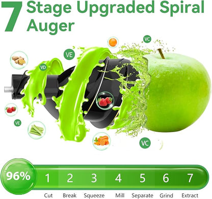Aeitto Cold Press Juicer with Large Feed Chute, Large Capacity, Juicer Machines for Fruits and Vegetables, Slow Masticating Juicer Self Feeding, Easy to Clean, High Juice Yield