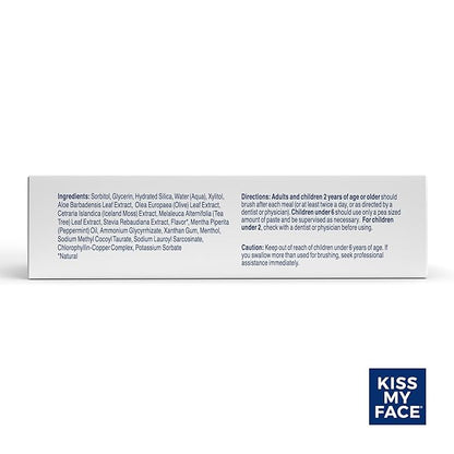 Kiss My Face Super White Toothpaste Gel, Cool Mint Flavor, Removes Plaque and Stains, Teeth Whitening Toothpaste, Fluoride Free, Vegan, 4.5 oz, 3 Pack