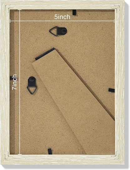 Vittanly 5x7 Picture Frames Set of 9, Shatter Resistant Plexiglass, Display 4x6 Pictures with Mat or 5x7 without Mat, Photo Frames for Wall or Tabletop, Engineered Wood, Cornsilk