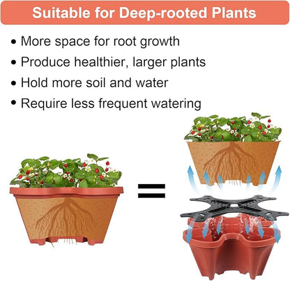 Vertical Planter 6 Tier Stackable Planters Garden Planters Strawberry Herb Flower and Vegetable Planter Indoor Outdoor Gardening Pots with Removable Wheels and Tools 2-Pack