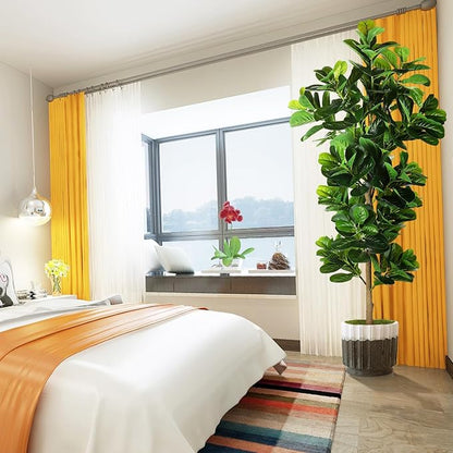 7.3ft Artificial Fiddle Leaf Fig Tree (87in) with Plastic Nursery Pot Faux Tree, Ficus Lyrata Fake Plant for Office House Farmhouse Living Room Home Decor (Indoor/Outdoor)