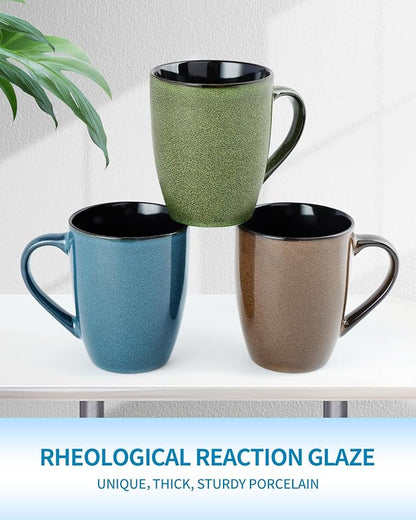SEDEME Brown 12oz Rustic Ceramic Mugs (4 Pack) - Handle Coffee Mugs for Hot Drinks