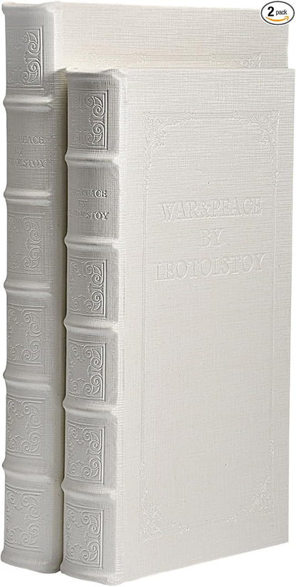 Decorative Books with White Faux Leather,Decorative Book Box for Home Decor, Display,Coffee Table Books Decor,Hotel Home Bookshelf Décor Book (YD-C104 L+S)