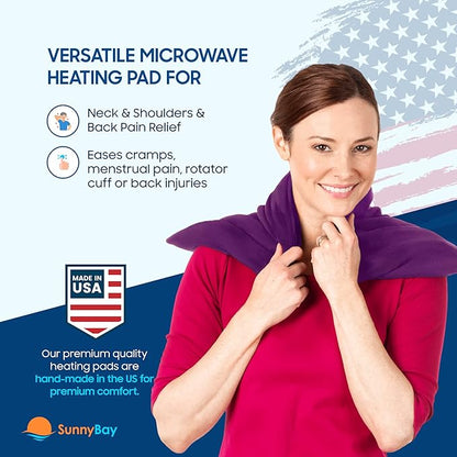 SunnyBay Extra Large Microwave Heating Pad, Microwavable Heavy Weighted Full Body Moist Cold Pack and Washable Fleece Cover, 10x24 Inches, FSA HSA Eligible, 2.8 lbs, Made in USA, Purple