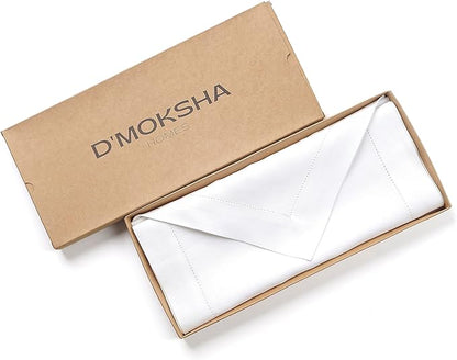 D'Moksha Homes White Linen Table Runner 108 Inches Long - 100% Pure Linen Diamond Table Runner 14 x 108 Inch for Dining, Fall and Halloween - Machine Washable
