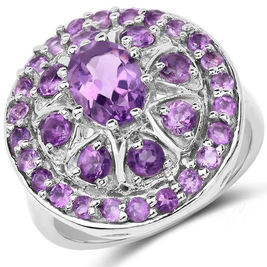 Bague en argent sterling 925 avec améthyste véritable de 2,67 carats