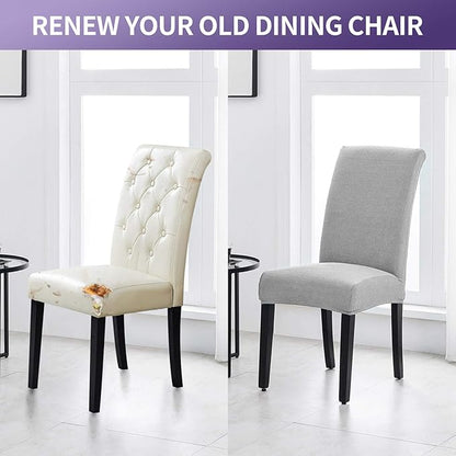 Joccun Chair Covers for Dining Room Set of 2,Dining Chair Slipcovers Stretch Dining Room Chair Covers Seat Protector,Washable Parsons Chair Cover for Home,Hotel,Banquet(Silver,2 Pack)