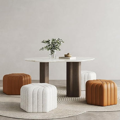 homary 18.5" Hexagonal Pouf Ottoman Upholstered, Velvet Footrest Rest Stools Modern Sofa Footrest Entryway Shoe Changing Stool, Low Coffee Table Footstool for Living Room/Bedroom/Entrway-Brown