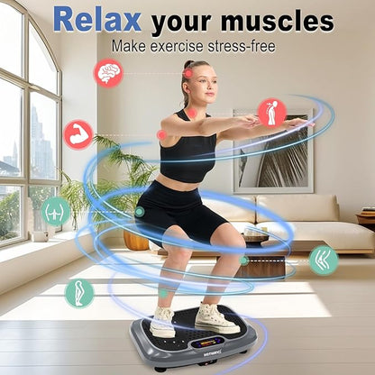 HOTWAVE Vibration Plate Exercise Machine for Lymphatic Drainage, Power Vibrating Plates Platform for Weight Loss - Whole Body Shaker Vibration Plate Machine Home Gym Shaping Fitness Workout