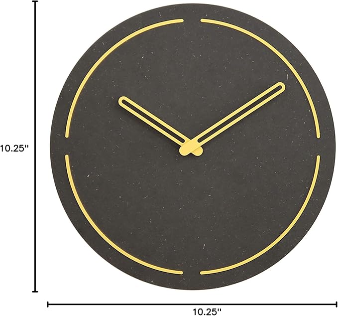 Stephanie Imports Modern Minimalist Dark Concrete Gray Silent Wall Clock (Yellow)