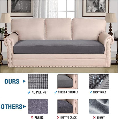 H.VERSAILTEX Super Stretch Individual Seat Cushion Covers Sofa Covers Couch Cushion Covers Slipcover Sets Thick Jacquard Textured Twill Fabric (1 Piece Sofa Cushion Cover, Grey)