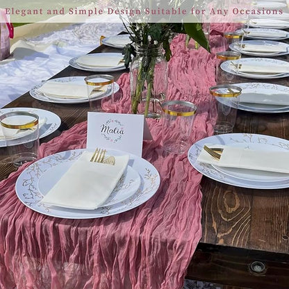 6 Pack Dusty Rose 10FT Cheesecloth Table Runner 20 x 120 Inch Long Rustic Gauze Fabric Cheese Cloth Table Runner for Wedding Bridal Baby Shower Table Decorations Boho Sheer Birthday Party Table Decor