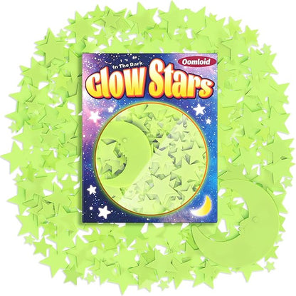 201 Pcs Glow in The Dark Stars Stickers for Ceiling, Toddler Stocking Stuffers Wall Room Decor Gifts, Luminous 3D Glowing Stars Easter Basket Stuffers for Kids Boys Girls