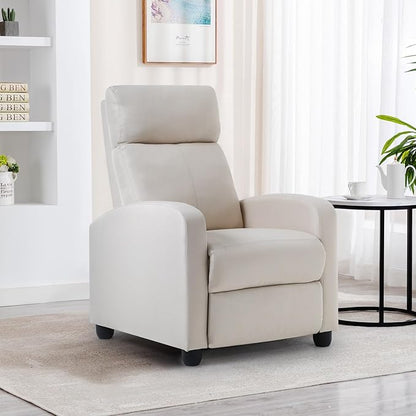 BestMassage | Recliner Chair | No Massage Function | Textile Beige | with Lumbar Support, Adjustable Push Back, Wide Armrests, Footrest & Padded Seat | Easy Assembly | for Living Room, Home Theatre