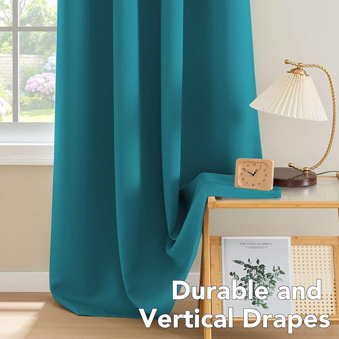 H.VERSAILTEX Thermal Insulated Blackout Curtains Soft and Smooth Baby Boy Room Window Panels,Formaldehyde-Free,Grommet,52 by 63 - Inch - Turquoise Blue - Set of 2