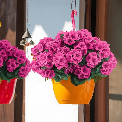 Hananona 12 Pcs Artificial Geranium Flowers for Outdoors Geranium Silk Flowers Outdoor UV Resistant Garden Plants Faux Flowers for Ptio Front Door Kitchen Table Centerpieces Home Decor (12, Rose Red)