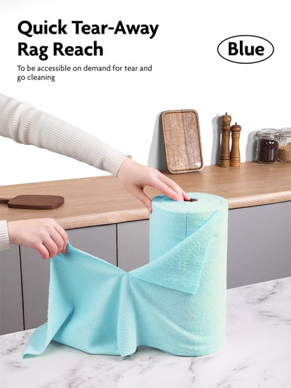 Fantasticlean Microfiber Cleaning Cloth Roll -75 Pack, Tear Away Microfiber Towels, 12" x 12", Reusable, Washable, Scratch Free, Ultra Absorbent Dish Rags for Car, Home, Garage or Shop (Blue)