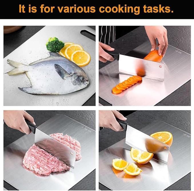 Titanium Cutting Boards for Kitchen - 100% Pure Titanium Cutting Board - Double Sided Food Grade Quality Cutting Boards - Easy to Clean and Store (14"L x 10"W)