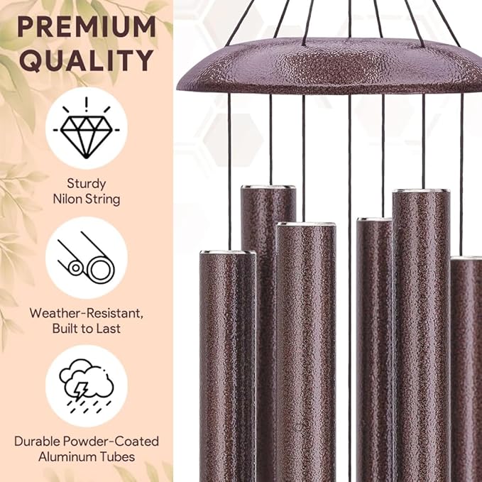 36inch Personalized Wind Chimes, Memorial Wind Chimes for US Veteran, Wind Chime for Loss of Loved Dad/Mom, Sympathy Memorial Gifts, Thank You Veteran Solider