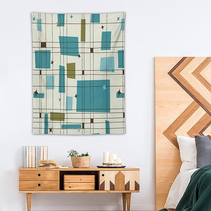 ICMOLYYENLO Boho Medieval Cat Tapestry, Abstract Atomic Starburst Geometric Aesthetic Art Wall Hanging For Bedroom Living Room Dormitory 40x60 Inches