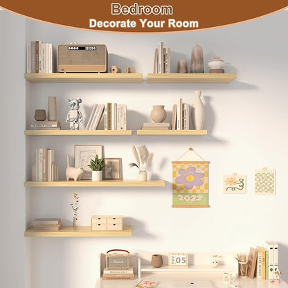 12 Inch Deep Floating Shelves for Wall 1 Pack Floating Shelves Large Storage Space Wall Mount Shelf for Living Room Kitchen Bathroom 36" W x 12" D x 1.2" H Oak