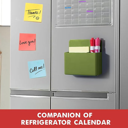 BEYGORM 2 Pack Plastics Magnetic Pen Holder for Refrigerator, Dry Erase Marker Holder for Whiteboard，Magnet School Locker Organizer Accessories, Pencil Cup, Pen Caddy (Army Green)