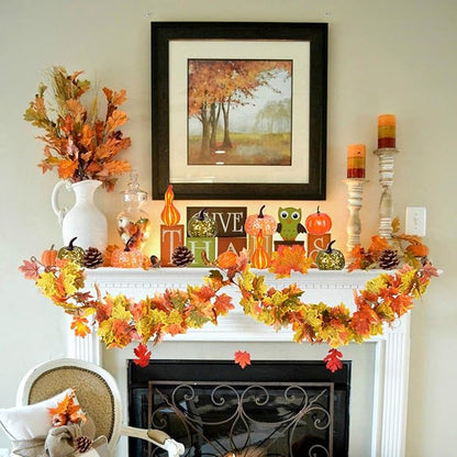 DearHouse 2 Pack Fall Garland Maple Leaf, 5.9Ft/Piece Hanging Vine Garland Artificial Autumn Foliage Garland Thanksgiving Decor for Home Wedding Fireplace Party Christmas (Light Green)