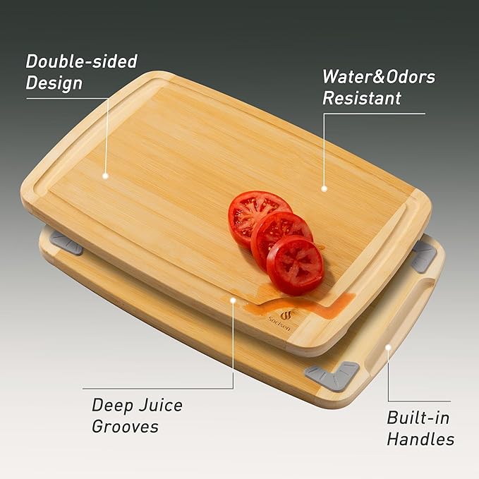 3 packs Bamboo Cutting Board Set Non Slip Feet Over Sink For Kitchen Meal Prep & Serving Brides Her Wedding Day Bridal Shower Engaged Wed House Christmas Married Future Unique Cool Gifts