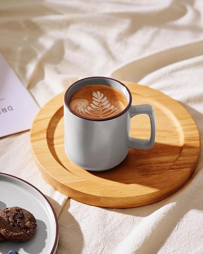 famiware Coffee Mugs Set of 6, Nebula 14oz Coffee Mugs, Ceramic Cup Set with Handle for Latte, Tea, Milk, Cappuccino, Cocoa, Light Gray