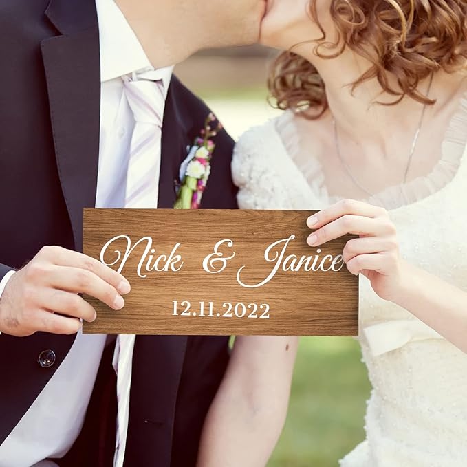 Custom Wood Sign Prsonalized Text Business Home Decor, Personalized Rustic Plaque Board Hanging Wooden Name Sign for Wall Art, Customized Signs Plank Decoration Gifts for Wedding Family Farmhouse Kitchen, Rectangle
